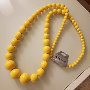 Wet Seal Vintage Extra Long Big Yellow Bead Bobble Strand Necklace New Old Stock